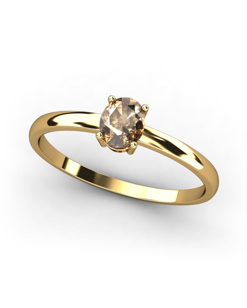 ANILLO OSIRIS DE ORO Y CUARZO FUME OVAL DE 5X4MM - CRESBER