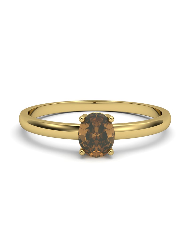 ANILLO OSIRIS DE ORO Y CUARZO FUME OVAL DE 5X4MM - CRESBER