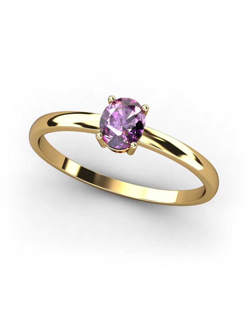 ANILLO OSIRIS DE ORO Y AMATISTA OVAL DE 5X4MM - CRESBER