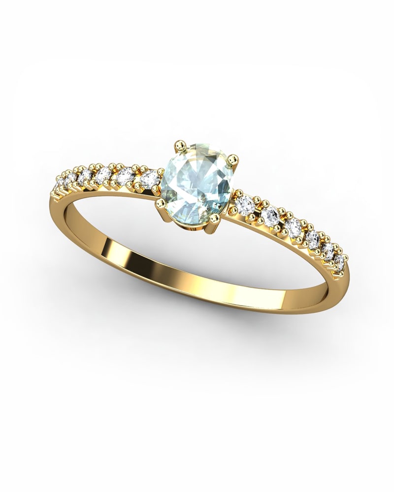 ANILLO OSIRIS DE ORO Y TOPACIOS BLANCOS CENTRO  5X4MM - CRESBER
