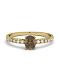 ANILLO OSIRIS DE ORO Y TOPACIOS BLANCOS CENTRO CUARZO FUME 5X4MM - CRESBER