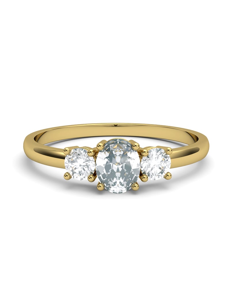 ANILLO OSIRIS DE ORO Y TOPACIOS BLANCOS EN 4 GARRAS DE 3MM Y CENTRO TOPACIO BLANCO 5X4MM - CRESBER