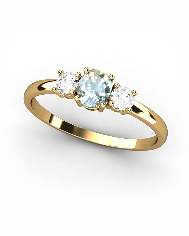 ANILLO OSIRIS DE ORO Y TOPACIOS BLANCOS EN 4 GARRAS DE 3MM Y CENTRO  5X4MM - CRESBER
