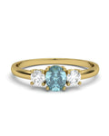 ANILLO OSIRIS DE ORO Y TOPACIOS BLANCOS EN 4 GARRAS DE 3MM Y CENTRO  5X4MM - CRESBER