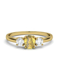 ANILLO OSIRIS DE ORO Y TOPACIOS BLANCOS EN 4 GARRAS DE 3MM Y CENTRO CITRINO 5X4MM - CRESBER