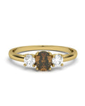 ANILLO OSIRIS DE ORO Y TOPACIOS BLANCOS EN 4 GARRAS DE 3MM Y CENTRO CUARZO FUM� 5X4MM - CRESBER