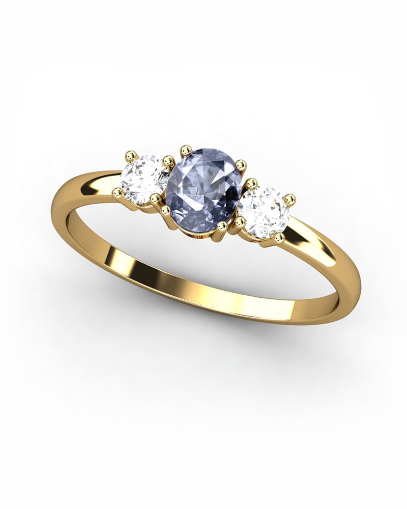 ANILLO OSIRIS DE ORO Y TOPACIOS BLANCOS EN 4 GARRAS DE 3MM Y CENTRO TOPACIO LONDON 5X4MM - CRESBER