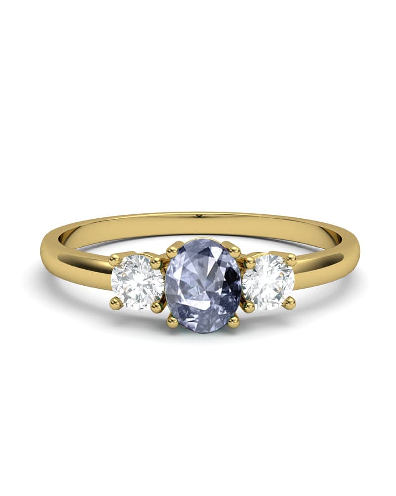 ANILLO OSIRIS DE ORO Y TOPACIOS BLANCOS EN 4 GARRAS DE 3MM Y CENTRO TOPACIO LONDON 5X4MM - CRESBER