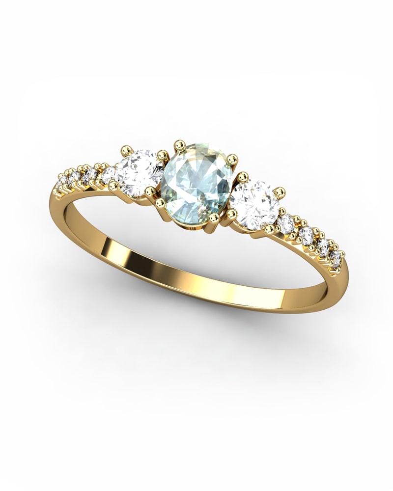 ANILLO OSIRIS DE ORO Y TOPACIOS BLANCOS CON 2 GARRAS DE 3MM Y CENTRO EN  DE 5X4MM - CRESBER