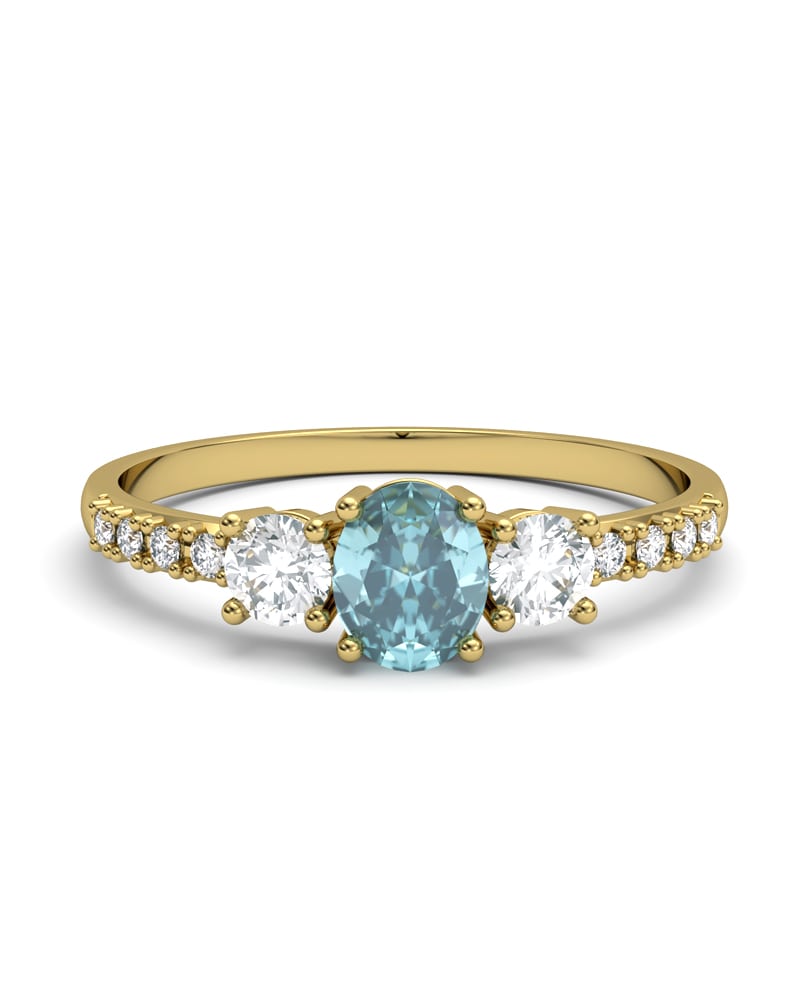 ANILLO OSIRIS DE ORO Y TOPACIOS BLANCOS CON 2 GARRAS DE 3MM Y CENTRO EN  DE 5X4MM - CRESBER