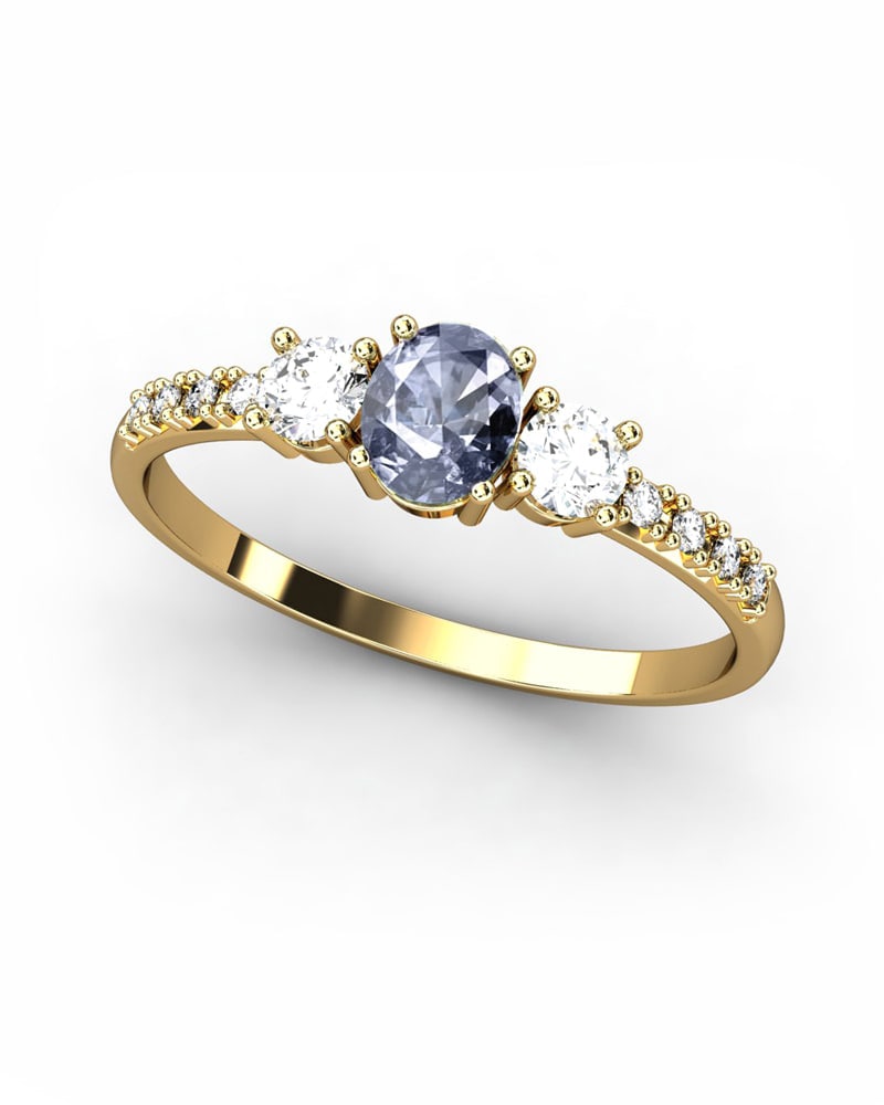 ANILLO OSIRIS DE ORO Y TOPACIOS BLANCOS CON 2 GARRAS DE 3MM Y CENTRO EN TOPACIO LONDON DE 5X4MM - CRESBER