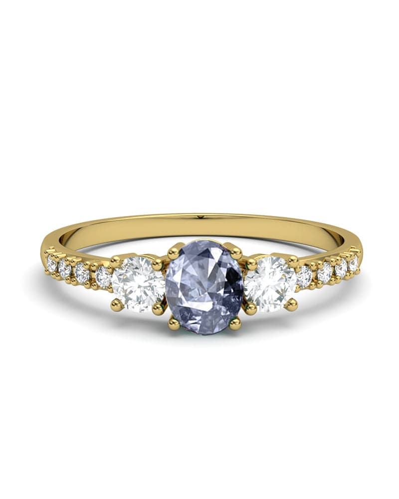 ANILLO OSIRIS DE ORO Y TOPACIOS BLANCOS CON 2 GARRAS DE 3MM Y CENTRO EN TOPACIO LONDON DE 5X4MM - CRESBER