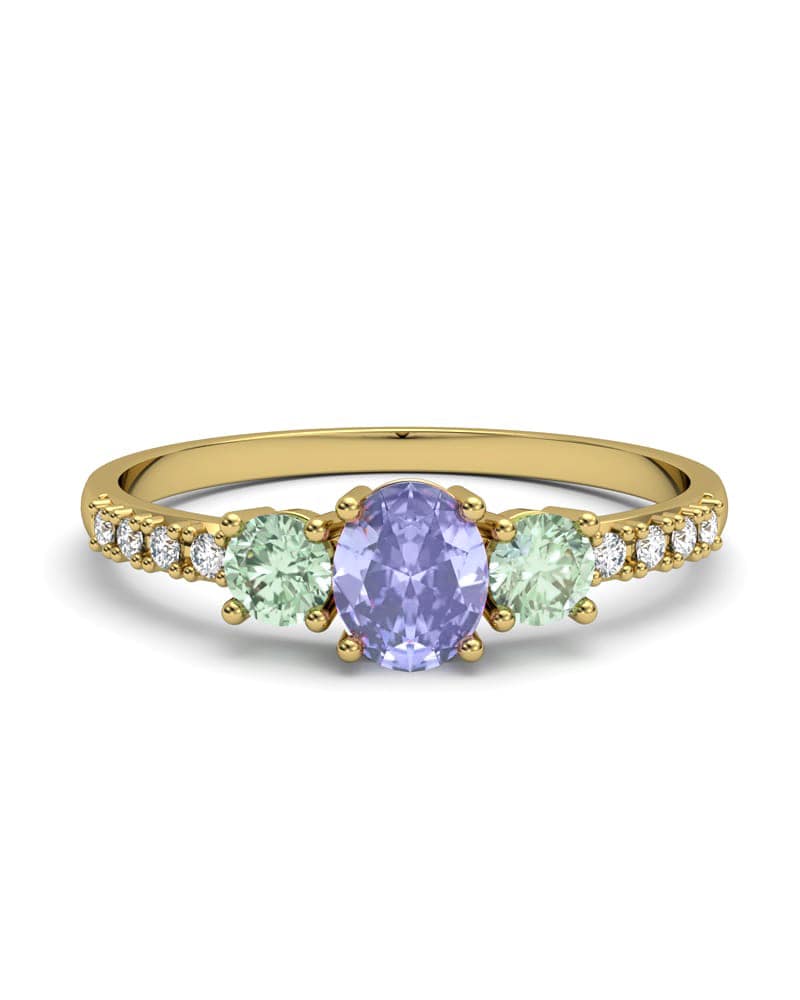 ANILLO ORO DIAMANTE 0,05 CT ZAFIROS MULTICOLOR - CRESBER
