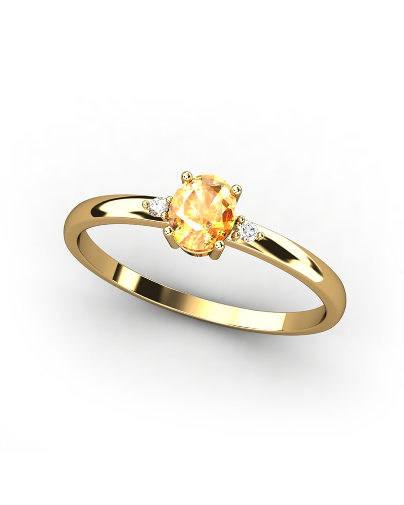ANILLO OSIRIS DE ORO Y DIAMANTES 0,02CT Y CITRINO 5X4MM - CRESBER