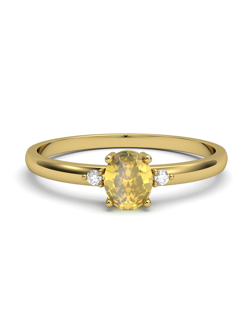 ANILLO OSIRIS DE ORO Y DIAMANTES 0,02CT Y CITRINO 5X4MM - CRESBER