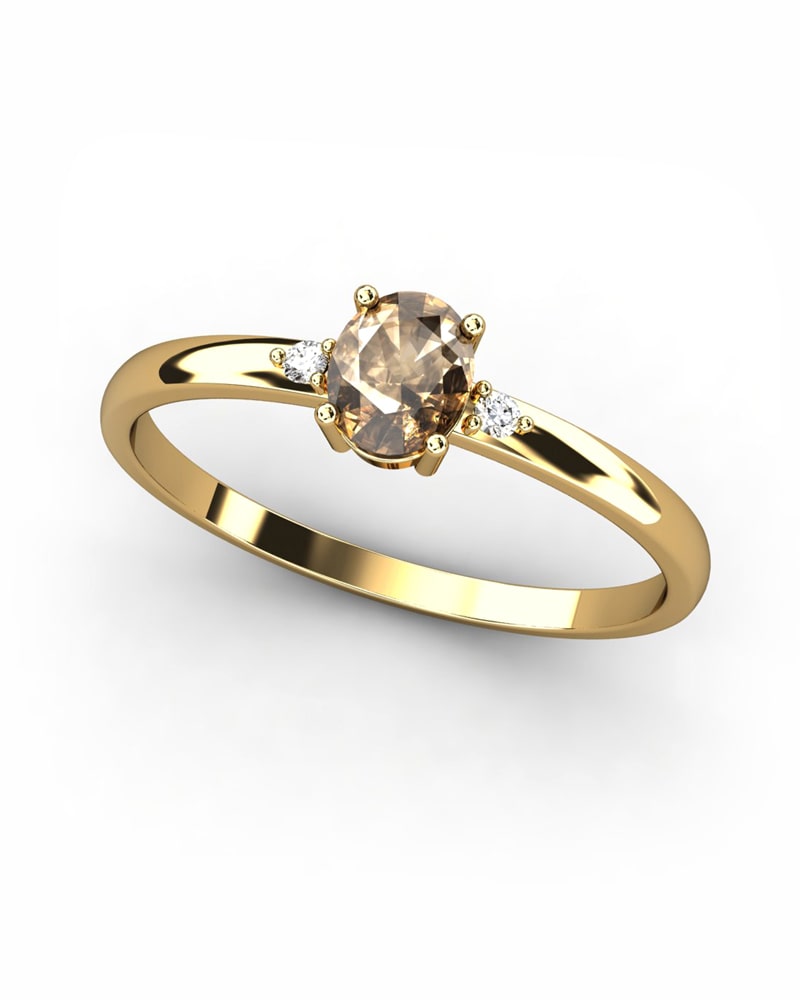 ANILLO OSIRIS DE ORO Y DIAMANTES 0,02CT Y CUARZO FUM� 5X4MM - CRESBER