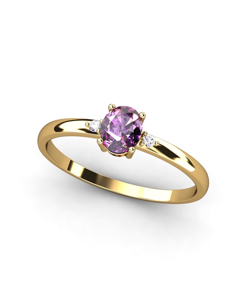ANILLO OSIRIS DE ORO Y DIAMANTES 0,02CT Y AMATISTA 5X4MM - CRESBER