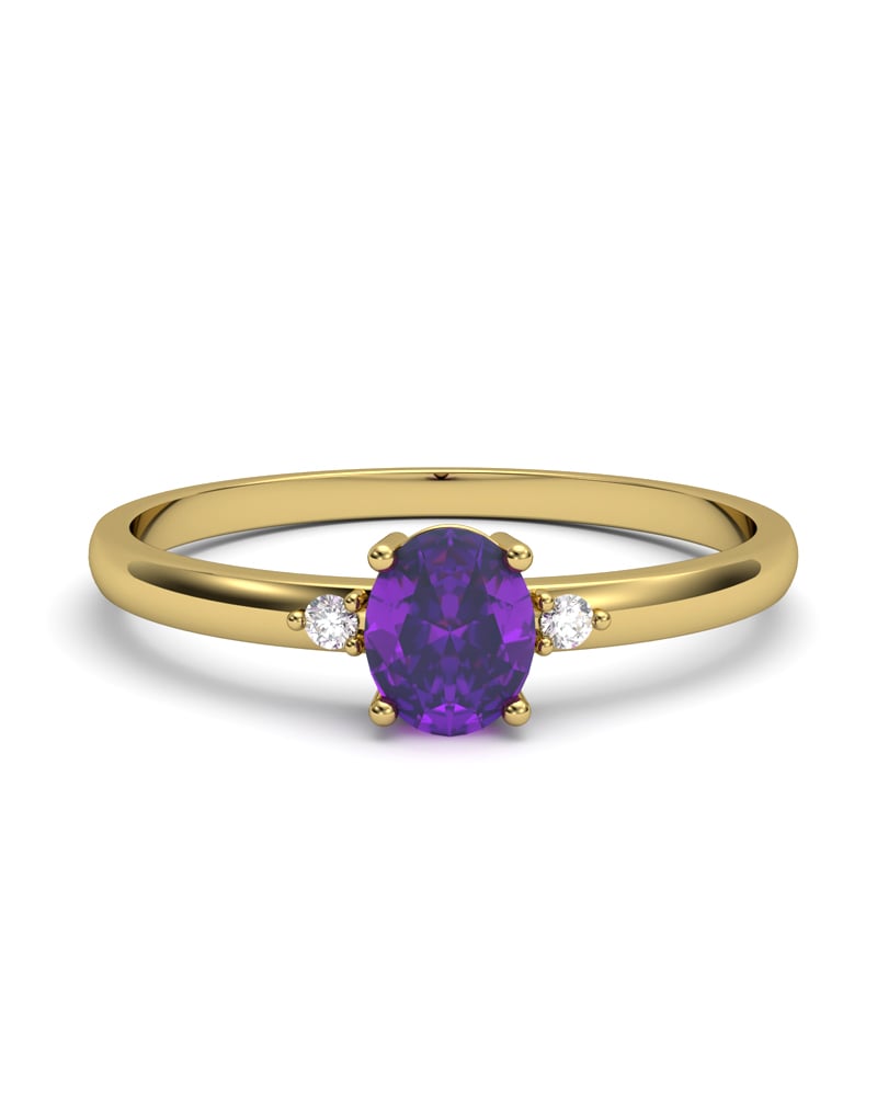 ANILLO OSIRIS DE ORO Y DIAMANTES 0,02CT Y AMATISTA 5X4MM - CRESBER