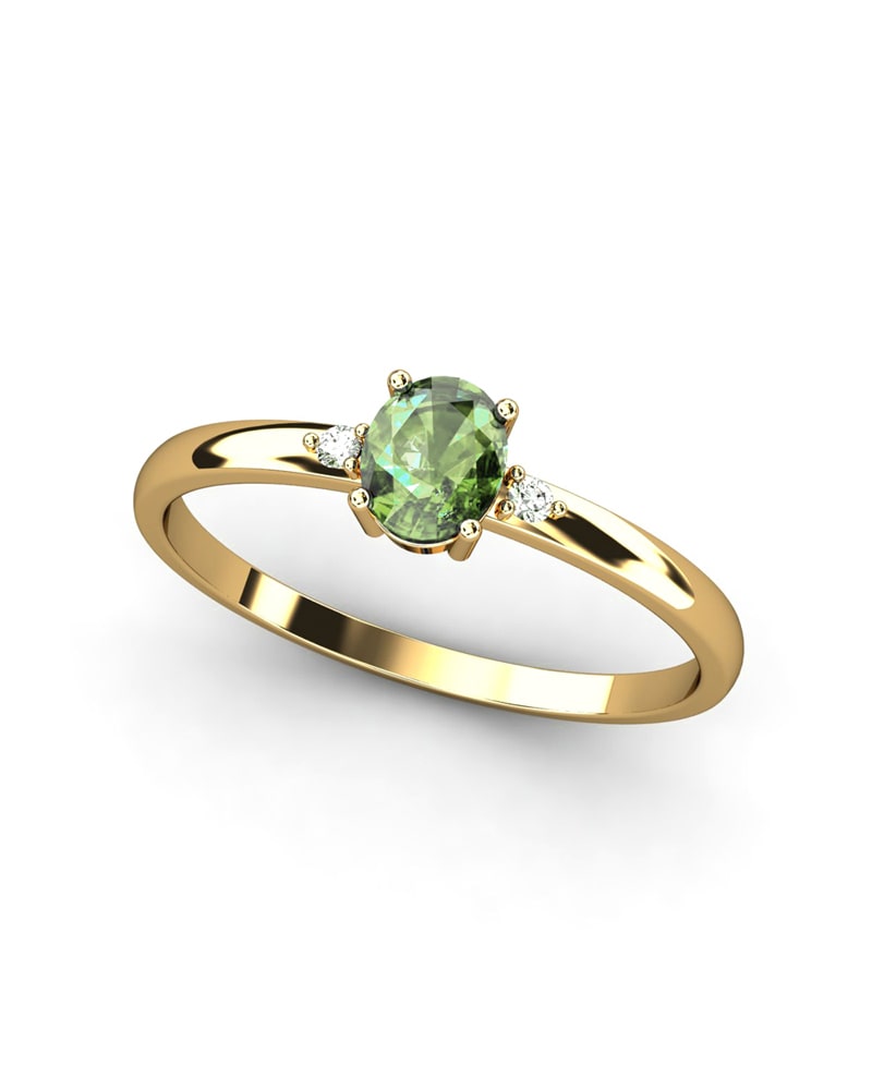 ANILLO OSIRIS DE ORO Y DIAMANTES 0,02CT Y PERDIDOTO 5X4MM - CRESBER
