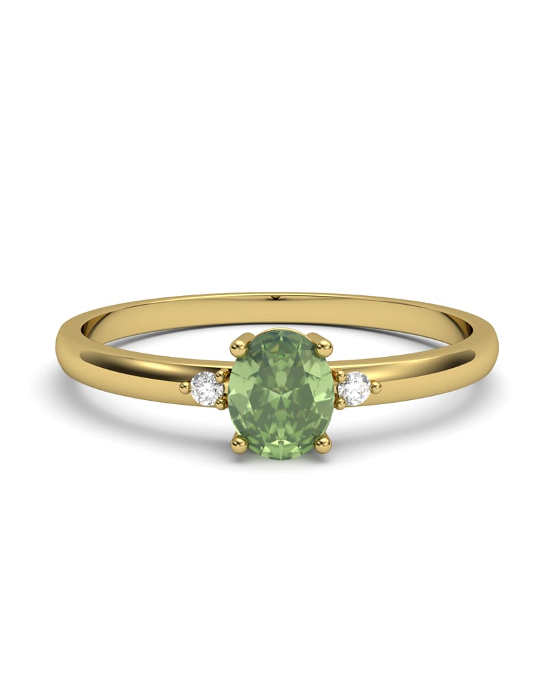 ANILLO OSIRIS DE ORO Y DIAMANTES 0,02CT Y PERDIDOTO 5X4MM - CRESBER