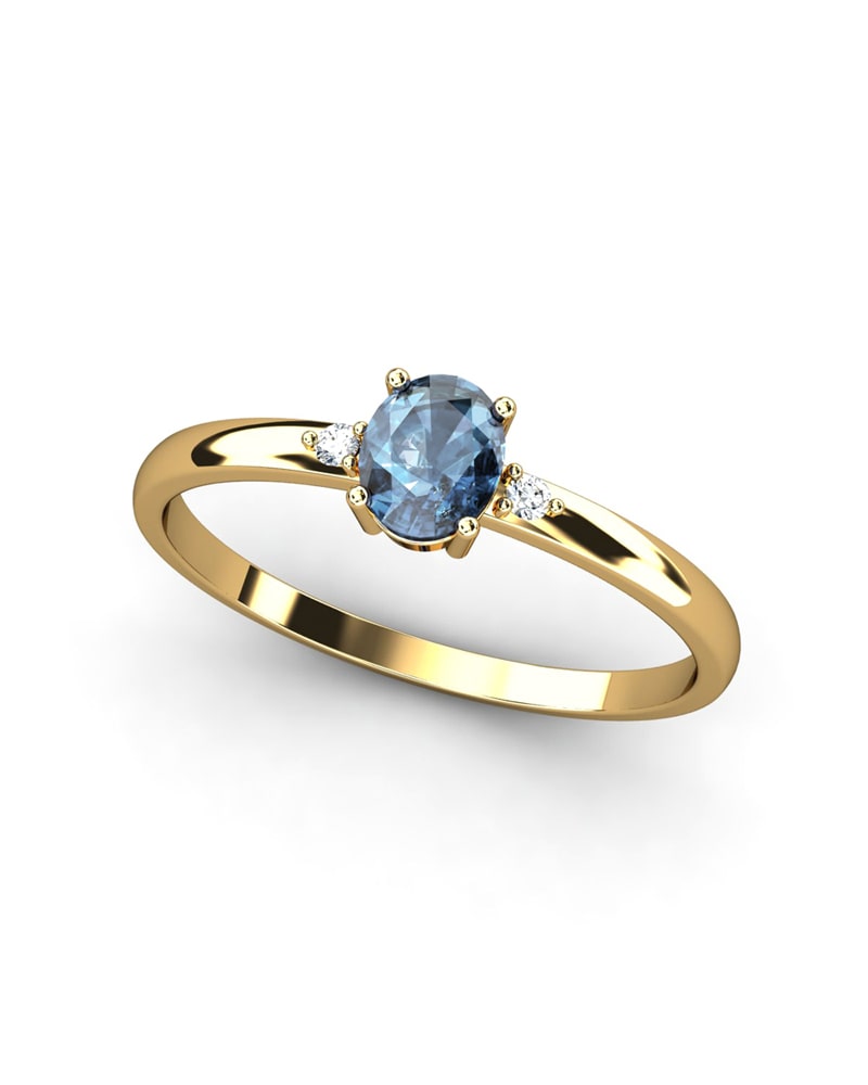 ANILLO OSIRIS DE ORO Y DIAMANTES 0,02CT Y TOPACIO LONDON 5X4MM - CRESBER