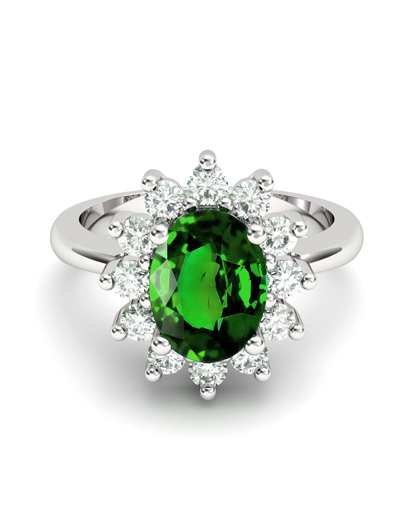 ANILLO DIANA DE ORO Y DIAMANTE 0,46CT ESMERALDA OVAL 8X6 - CRESBER