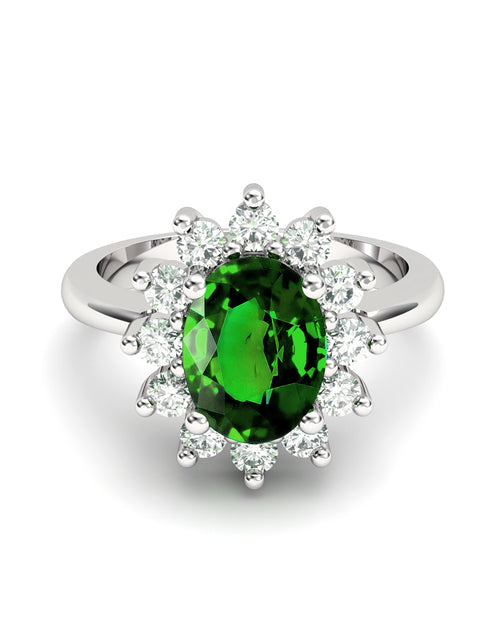 ANILLO DIANA DE ORO Y DIAMANTE 0,46CT ESMERALDA OVAL 8X6 - CRESBER