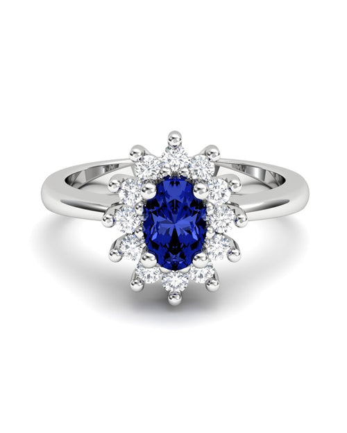 ANILLO DIANA DE ORO Y DIAMANTE 0,30CT ZAFIRO OVAL 6X4 - CRESBER