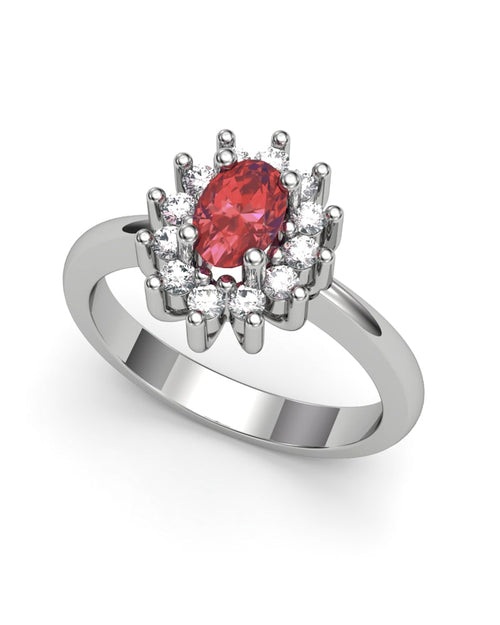 ANILLO DIANA DE ORO Y DIAMANTE 0,30CT RUBI OVAL 6X4 - CRESBER