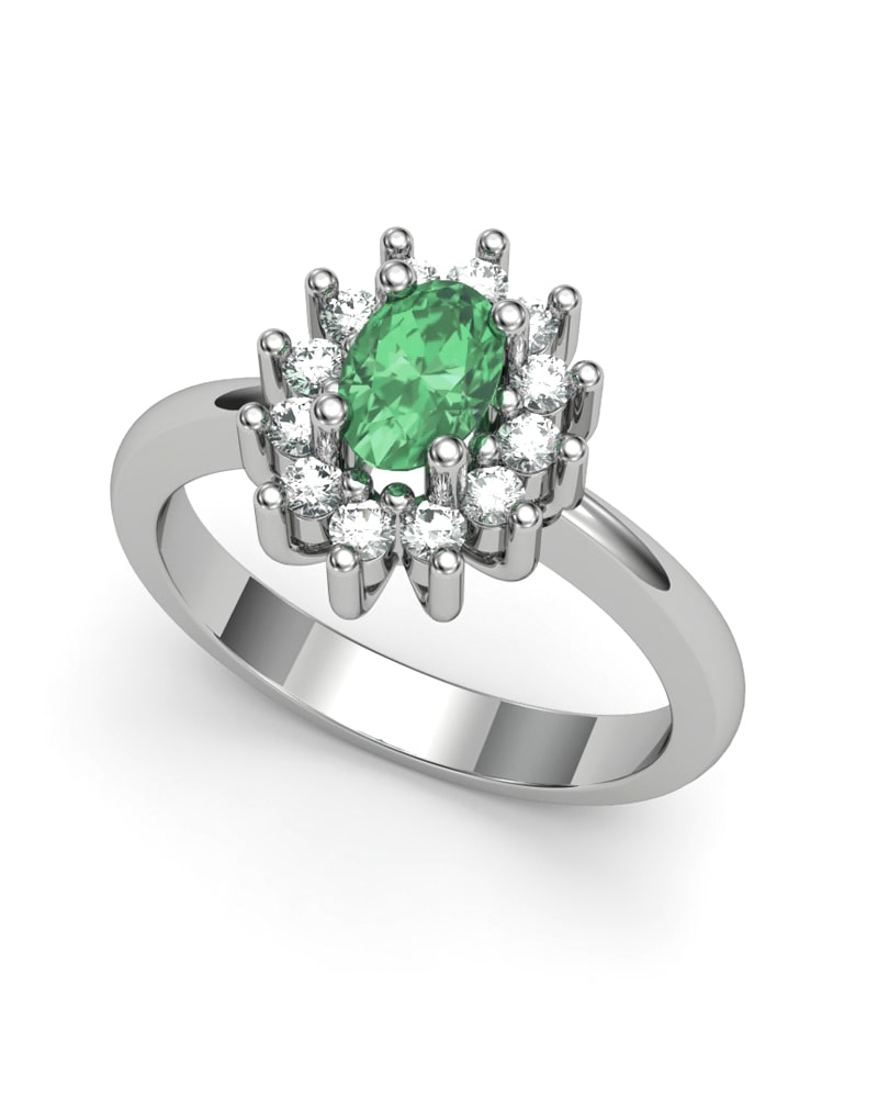 ANILLO DIANA DE ORO Y DIAMANTE 0,30CT ESMERALDA OVAL 6X4 - CRESBER