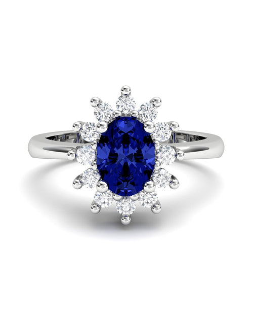 ANILLO DIANA DE ORO Y DIAMANTE 0,30CT ZAFIRO OVAL 7X5 - CRESBER