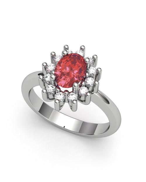 ANILLO DIANA DE ORO Y DIAMANTE 0,30CT RUBI OVAL 7X5 - CRESBER