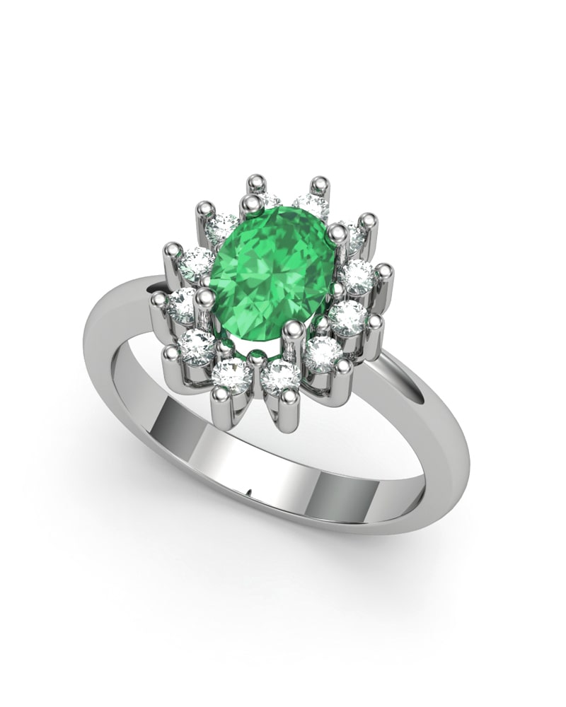 ANILLO DIANA DE ORO Y DIAMANTE 0,30CT ESMERALDA OVAL 7X5 - CRESBER