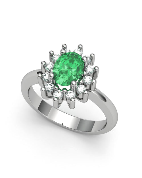 ANILLO DIANA DE ORO Y DIAMANTE 0,30CT ESMERALDA OVAL 7X5 - CRESBER