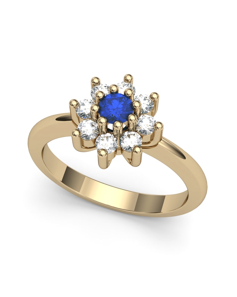 ANILLO ORO DIAMANTE 0,38 CT Y ZAFIRO - CRESBER