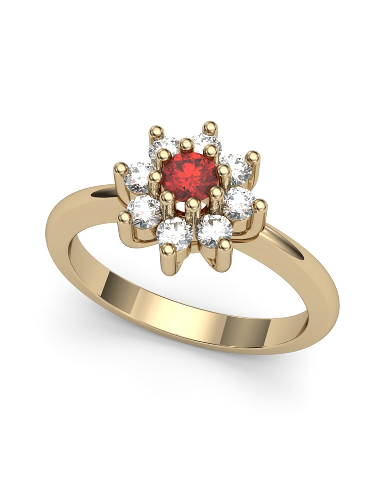 ANILLO ORO DIAMANTE 0,38 CT Y RUBI - CRESBER