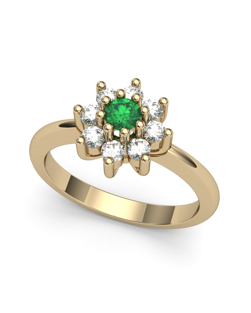 ANILLO ORO DIAMANTE 0,38 CT Y ESMERALDA - CRESBER