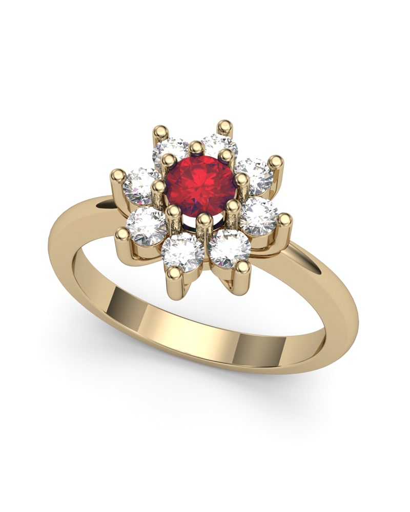 ANILLO ORO DIAMANTE 0,40 CT Y RUBI - CRESBER