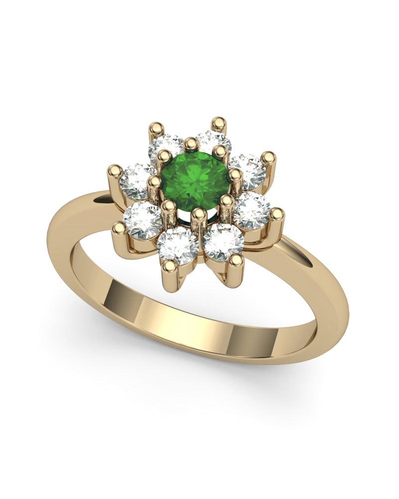 ANILLO ORO DIAMANTE 0,40 CT Y ESMERALDA - CRESBER