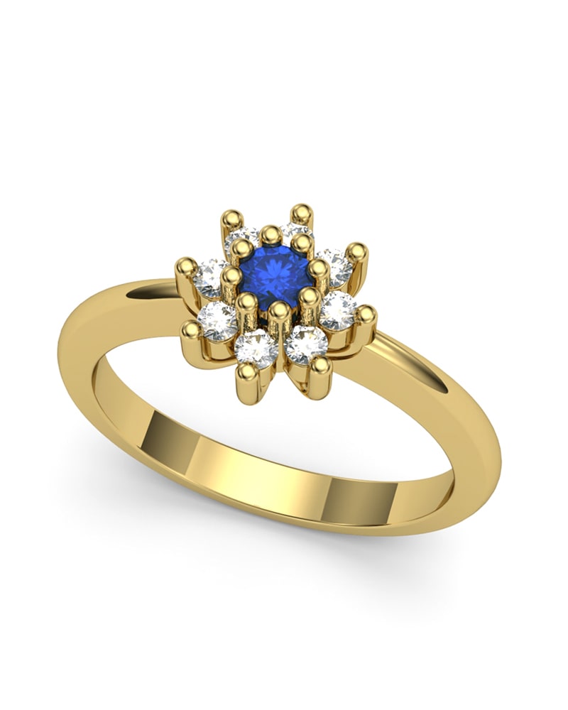 ANILLO ORO BTES 0,20 CT Y ZAFIRO - CRESBER