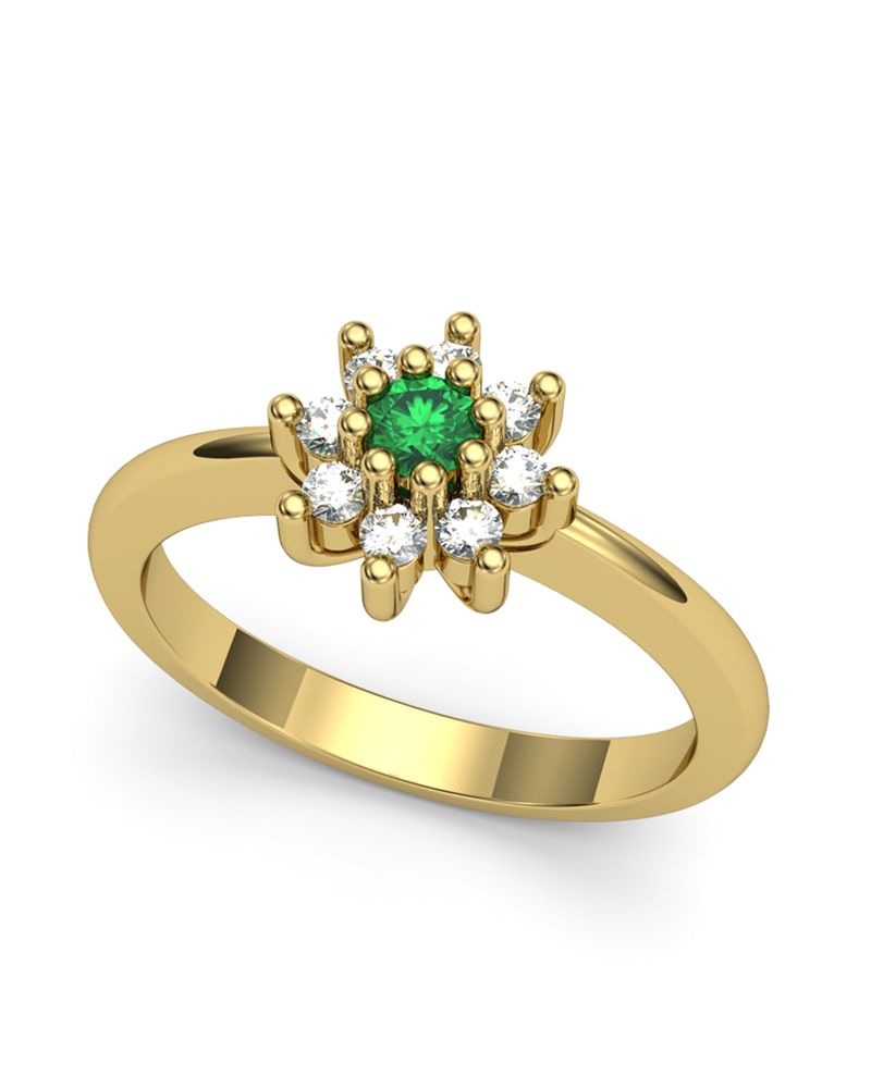 ANILLO ORO BTES 0,20 CT Y ESMERALDA - CRESBER