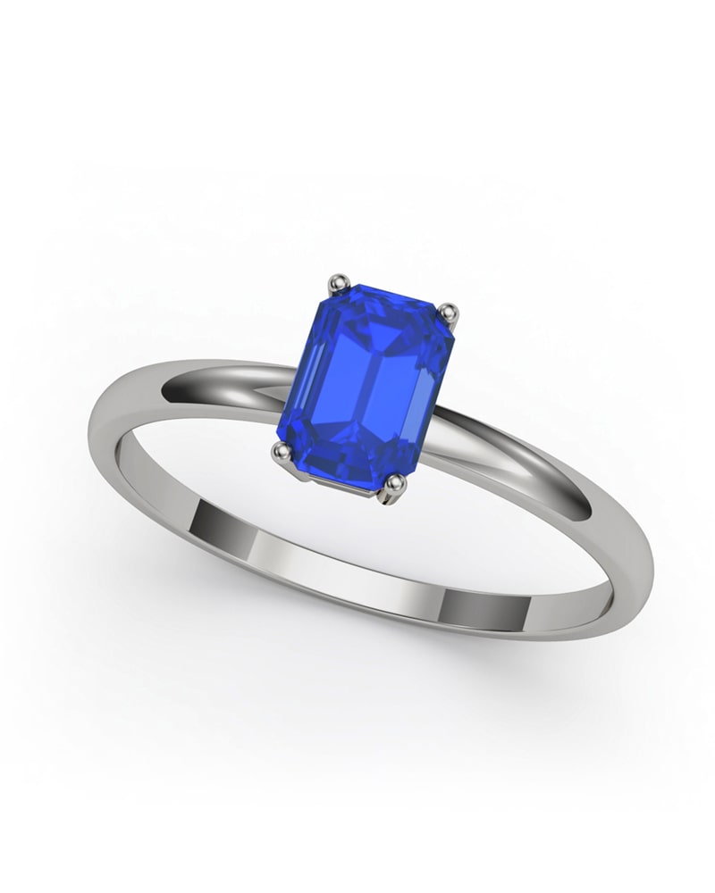 ANILLO ORO ZAFIRO OCTOGONAL 6X4 - CRESBER