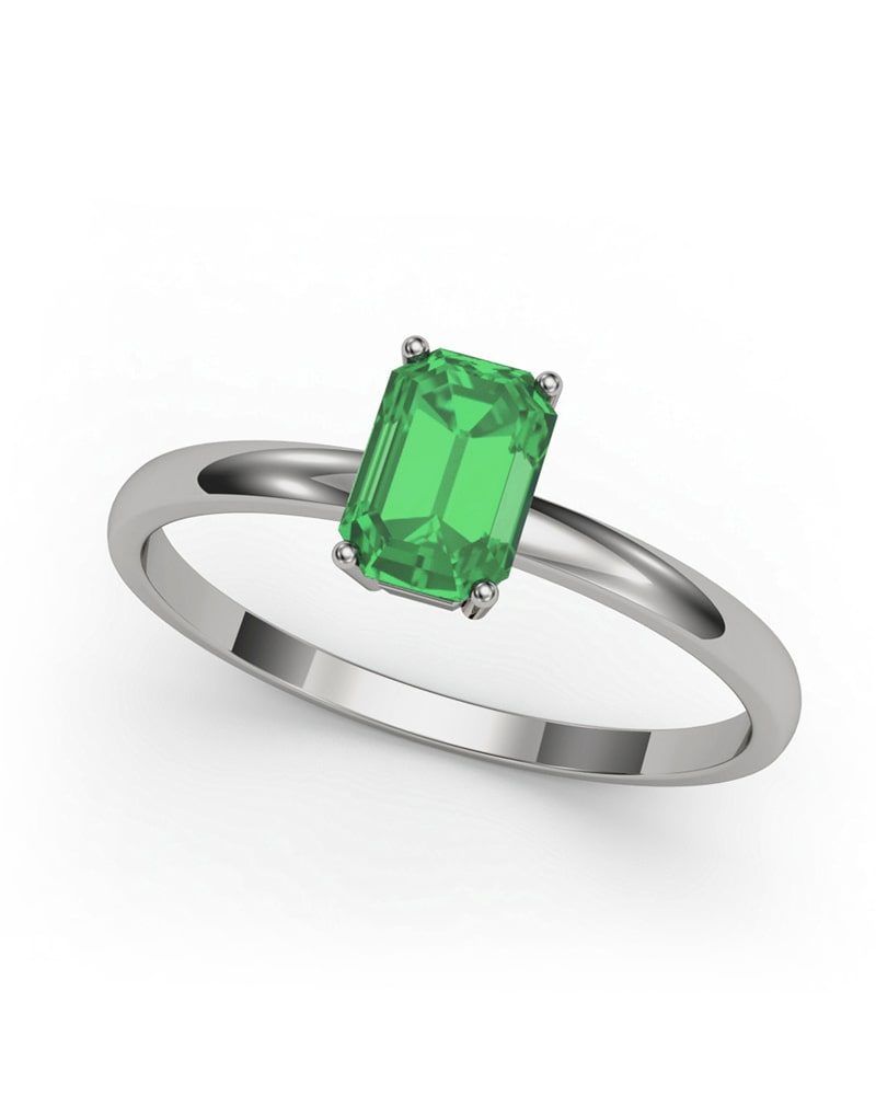 ANILLO ORO ESMERALDA OCTOGONAL 6X4 - CRESBER