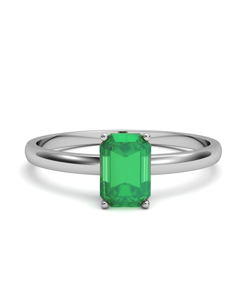 ANILLO ORO ESMERALDA OCTOGONAL 6X4 - CRESBER