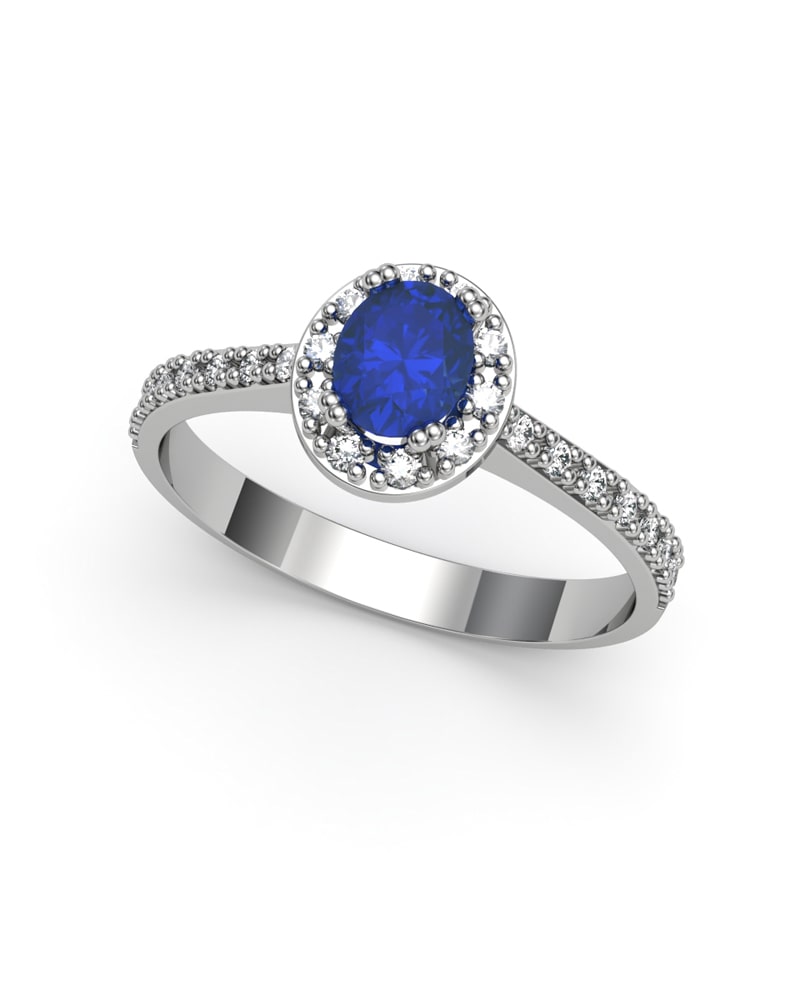 ANILLO ORO BTES 0,15 CT Y ZAFIRO 5X4 - CRESBER