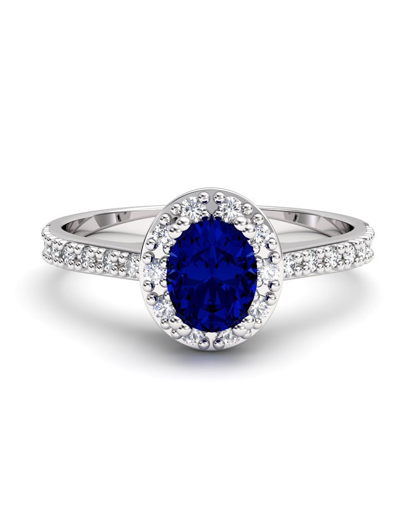 ANILLO ORO BTES 0,15 CT Y ZAFIRO 5X4 - CRESBER
