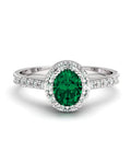 ANILLO ORO BTES 0,15 CT Y ESMERALDA OVAL 5X4 - CRESBER