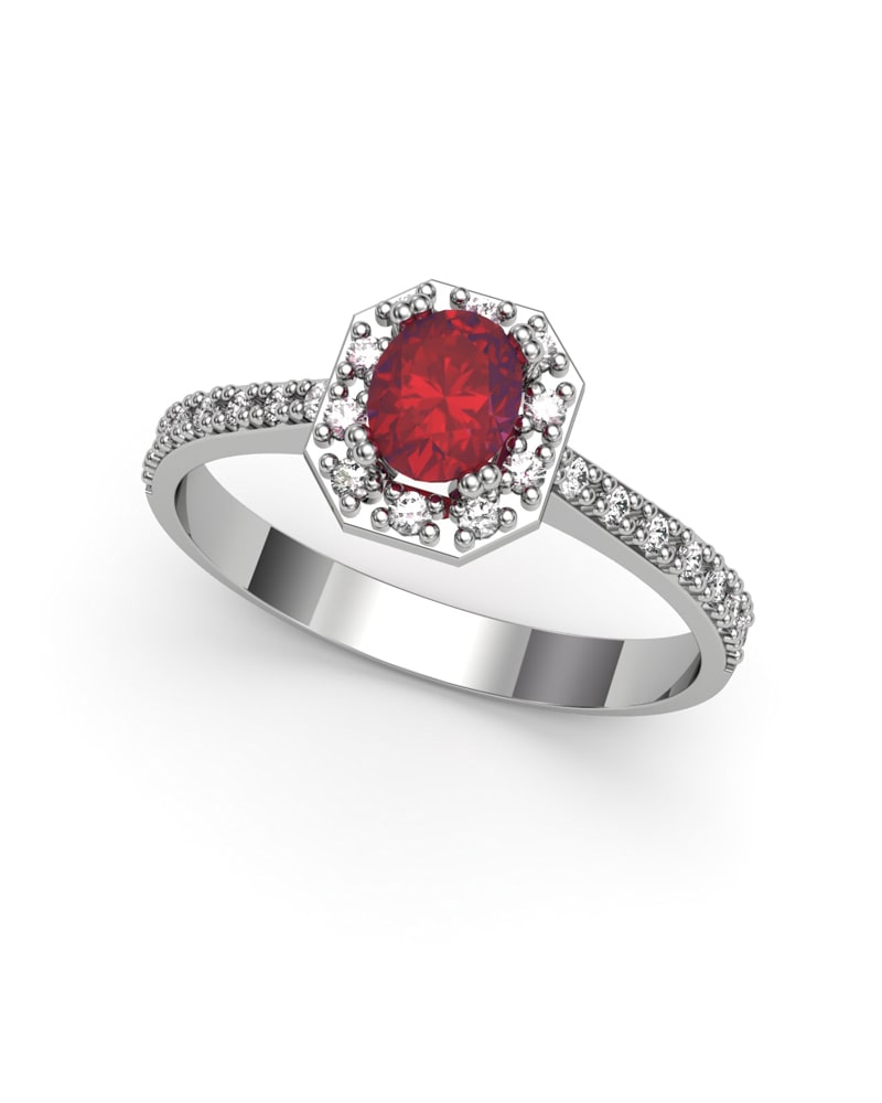 ANILLO ORO BTES 0,15 CT Y RUBI OVAL 5X4 - CRESBER