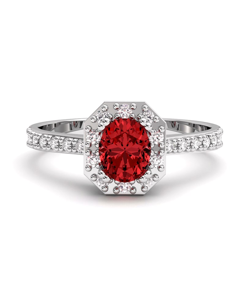 ANILLO ORO BTES 0,15 CT Y RUBI OVAL 5X4 - CRESBER
