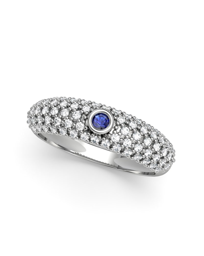 ANILLO ORO PAVE DIAMANTE 0,44 CT Y ZAFIRO - CRESBER